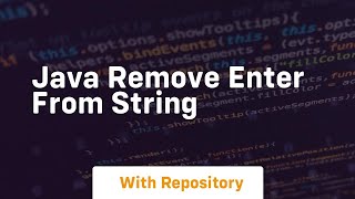 java remove enter from string [upl. by Fotinas198]