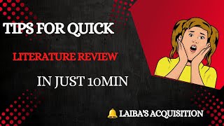 Literature Review kaise likhe  How to write literature review  Quick Literature Review Tips 10min [upl. by Lidstone414]