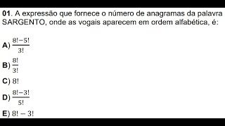 ANÁLISE COMBINATÓRIA  ESA 2021  QUESTÃO 1 [upl. by Ahsien]