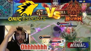 MOBAZANE REACTION  ONIC ESPORTS VS BURN  GAME 1  MSC 2023 [upl. by Aketahs]