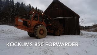 Unloading Wood from Kockums 850 Forwarder [upl. by Marji]