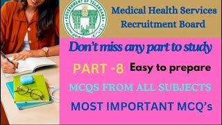 MHSRBRRBIMPORTANT MCQSTelangana RECRUITMENTStaff Nurse Lab Technician [upl. by Aiekram689]