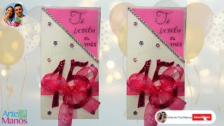 Cómo hacer una TARJETA DE INVITACIÓN para 15 años QUINCEAÑERA [upl. by Longley]