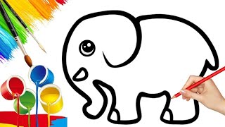 Elephant drawing  How to draw elephant for kids  Kids Video  Kids Drawing  Easy drawing [upl. by Samoht]