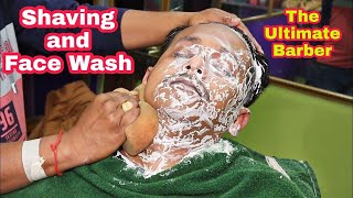 Face Shaving By Indian Barber  Beard Shave and Face Wash  Face Cleansing  The Ultimate Barber [upl. by Nathanil1]