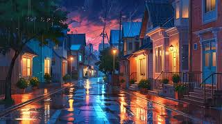 Rainy Night on Small Town Streets  Embrace the Calm with Peaceful Piano Music 🎹 [upl. by Aihsyn]