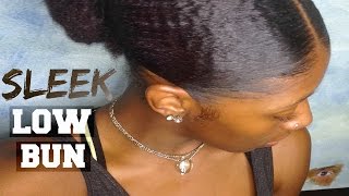 How To Sleek Low Bun  for THICK KINKY Hair  Natural Hair [upl. by Hendel]