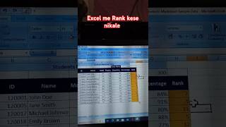 Excel me Rank nikalna sikhe viralshorts shorts ytshorts excel [upl. by Nahsrad438]