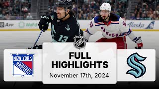 NHL Highlights  Rangers vs Kraken  November 17 2024 [upl. by Connie153]