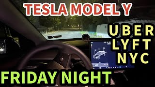 uber Lyft in a Tesla model Y  Friday night [upl. by Anairam]