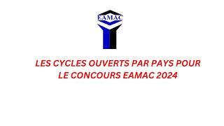 Cycles Ouverts par Pays pour le Concours EAMAC 2024 [upl. by Fishman]