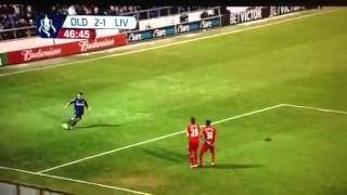 Worst free kick ever in OldhamLiverpool 31 FA cup 270113 [upl. by Aim105]