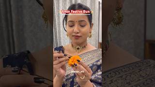 1 minute Festive Bun ❤️✨  Magic Pill hairhacks hairbun easybunhairstyle diwali2024 ootd grwm [upl. by Gut842]