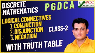 CLASS 2  Logical Connectives  Conjunction  Disjunction  Negation  Discreate Mathematics [upl. by Rabi]