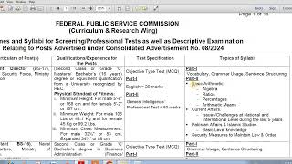 FPSC Combined Syllabus For Advertise Number 8 FPSC Adv 82024 Syllabus For Various Posts FPSC [upl. by Rabelais52]