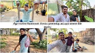 சீதூ routine வேலைகள் ரொம்ப நாளைக்கு அப்பறம் வாளை மீன் குழம்பு  Village Life Vinoth Seetha [upl. by Inalaehon]