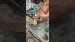 Leather shoe making asmr bespoke diy handmade cuttingskills cobbler shoemaker leathercraft [upl. by Eirrem]