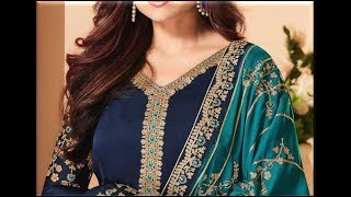 TOP 50 Blue colours combination ideas for suits kurti dresses  Navy blue colour contrast dresses [upl. by Nnyltiac]