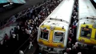 Mumbai local train rush hour  30003500 people board a train in 1 minute [upl. by Enailuj]