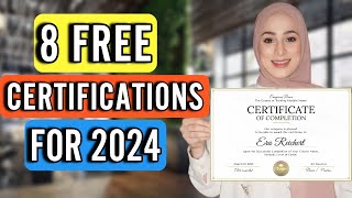 8 FREE High Paying Certifications For Remote Jobs in 2024  And How Much Do They Pay [upl. by Oicnevuj]