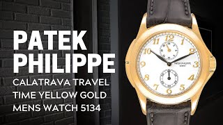 Patek Philippe Calatrava Travel Time Yellow Gold Mens Watch 5134 Review  SwissWatchExpo [upl. by Stannwood473]