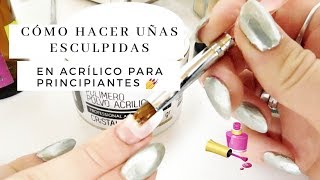 COMO HACER UÑAS ESCULPIDAS EN ACRILICO CON TIPS Super facil [upl. by Leschen]