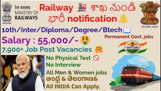 RRB 2024 Recruitment 🎯55000💰7900JobVacancies😱NoInterview 🚫All MenampWomenApampTSamp All IndiaJob [upl. by Atnoek789]