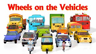 Wheels On The Bus Go Round And Round Vehicles 2  3D Nursery Rhymes amp Songs for Kids [upl. by Sesylu]