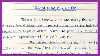 Appreciation of the poem TANSEN  45 Tansen poem  class 9th  critical appreciation [upl. by Davey]