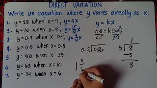 Direct Variation  Write an equation where quoty varies directly as xquot [upl. by Naejeillib]