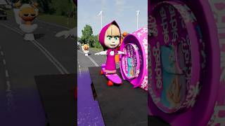 Masha Skibidi Toilets amp Funny Cars VS Bollard Barbie amp Big Pit in BeamNGDrive shorts [upl. by Charlot]