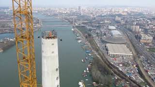 Most na Adi  dok još nije bio gotov  Ada bridge in Belgrade during construction works [upl. by Dajma]