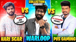 Warloop Prank 💥 Hariscar Vs Warloop Vs Pvs Gaming 💥 Collection Versus Id Exchange prank 🤣 FreeFire [upl. by Llehcor]