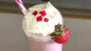 Keventers style STRAWBERRY MILKSHAKE Fresh Strawberry Milkshake Strawberry Icecream Milkshake [upl. by Yelsnik]