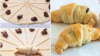 comment réaliser des minis croissant au Nutella avec une pâte feuilletée [upl. by Sherr]