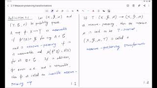 Ergodic theory 21 a Definition of measure preserving maps [upl. by Hun]