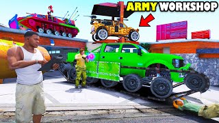 Franklin Upgrade His House To ARMY WORKSHOP In GTA 5  SHINCHAN and CHOP [upl. by Nnel]