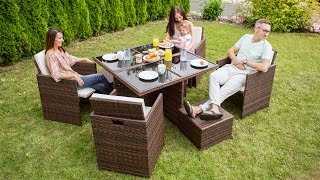 Rattan Aluminium Garden Dining Cube Set  tectake [upl. by Annerahs]