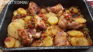 Coniglio al forno con patate e piselli [upl. by Hallee]