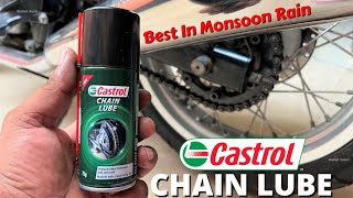 CASTROL Chain Lube amp Cleaning  All Process  Best Lube For Monsoon Rain [upl. by Fidelity]