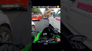 KawasakiNinjazx10rhyperridewithtrafficcrashbikemotovlogshortsytshortsviralvideo [upl. by Lengel]