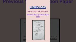 Limnology MSc Zoology 3rd semester Question Paper 2022 msczoology [upl. by Stedmann]