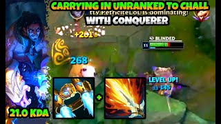 CARRYING IN UNRANKED TO CHALL WITH CONQUERER  RANK 1 SYLAS NA [upl. by Eldrid355]