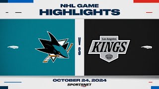 NHL Highlights  Sharks vs Kings  October 24 2024 [upl. by Arerrac]