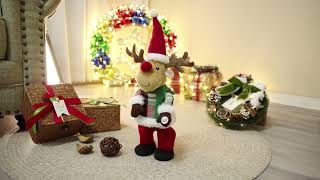 Animated Singing 16quot Tall Moose Holiday Decoration Battery Operated WHHD2088 [upl. by Naivaj]