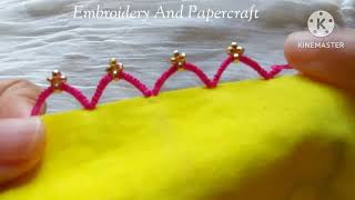 Tatting lace design tutorial for beginnersHow to start tatting lace attaching thread with fabric329 [upl. by Boy]