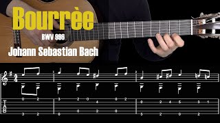 Bourrèe  Bach Guitar Tutorial with Free TAB [upl. by March278]