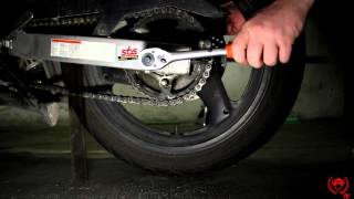 How to Adjust your motorcycles Chain Tension [upl. by Aixela]