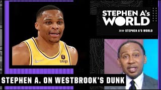 ‘It was all that and a bag of chips’  Stephen A reacts to Westbrook’s dunk on Rudy Gobert [upl. by Akcirderf675]