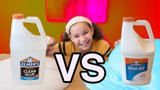 1 GALLON OF ELMERS GLUE ALL VS 1 GALLON OF ELMERS CLEAR GLUE GIANT SLIMES [upl. by Sehcaep79]